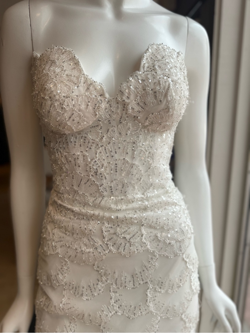 Tarik Ediz Ivory Beaded Mermaid Wedding Dress